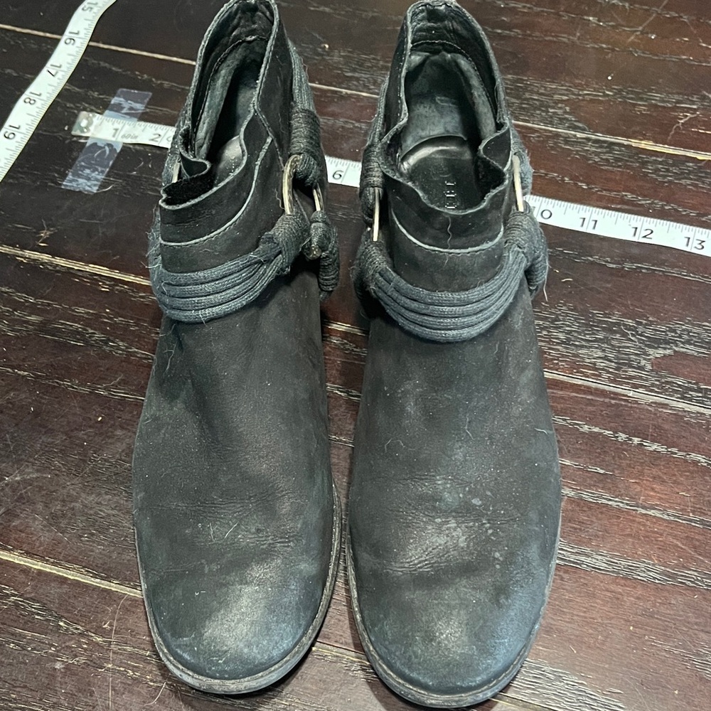 Bernardo Black Ankle Boots with Strap Accent